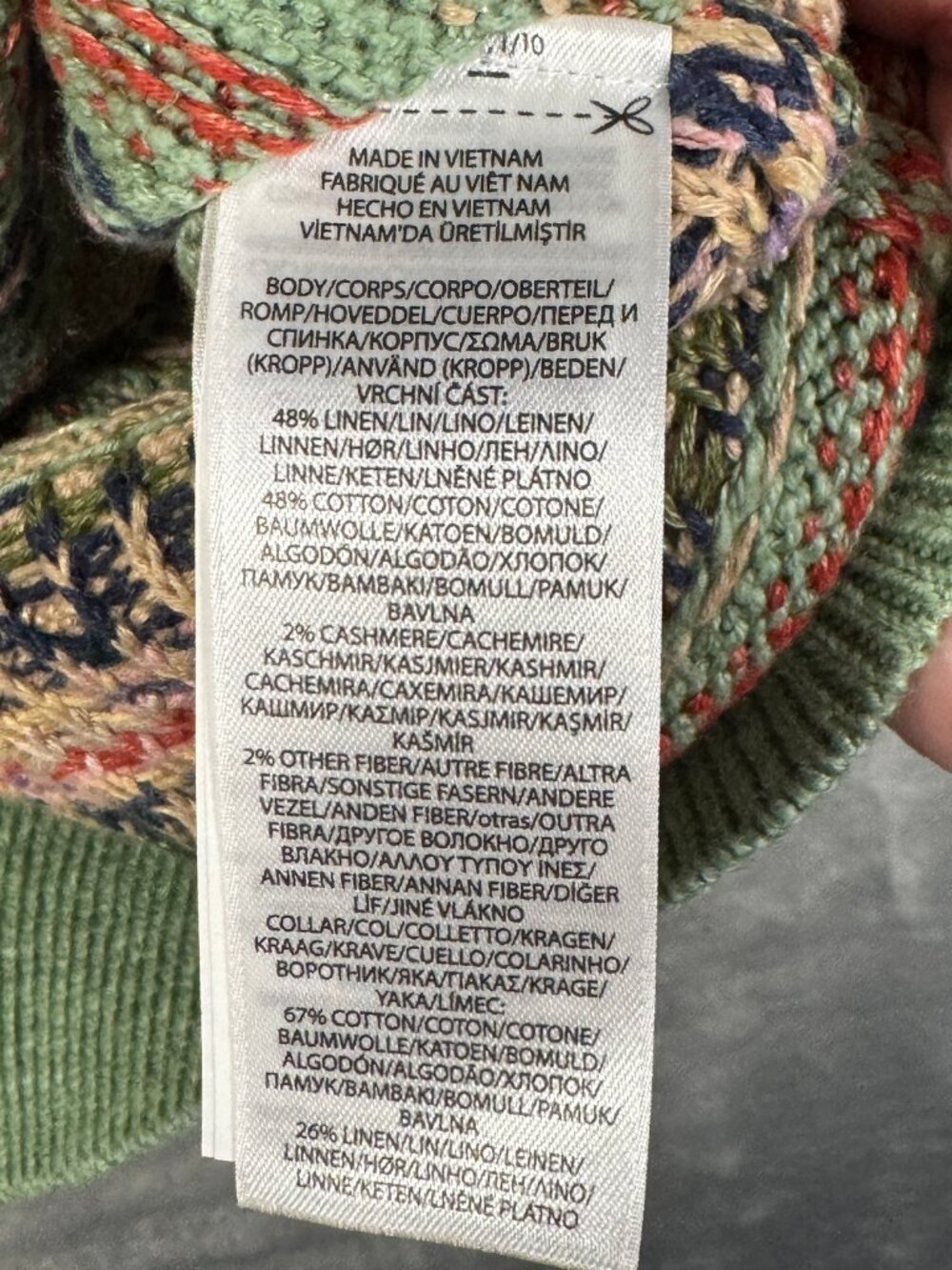 Polo Ralph Lauren Sweater Mens L Green Fair Isle Linen Cashmere Knit Shirt $468 - Picture 6 of 11